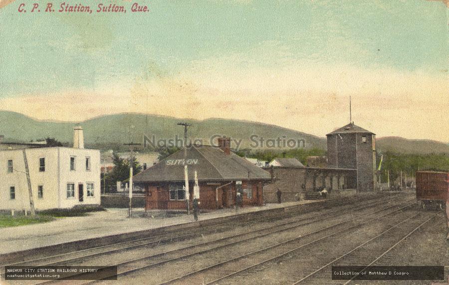Postcard: Canadian Pacific Railroad Station, Sutton, Quebec